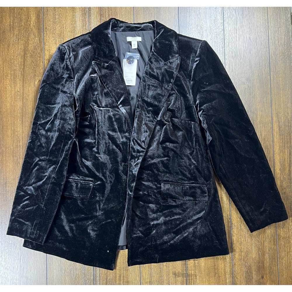 Cara Santana x Nine West Black Velvet Blazer Size 0X NWT WW14Z5011P
